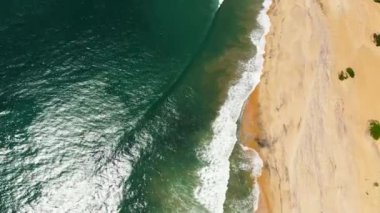 Beautiful sandy beach and sea surf with waves. Sri Lanka.