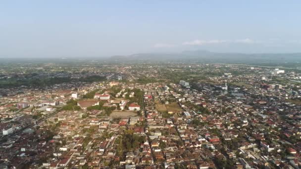 Letecký Pohled Yogyakarta Budovami Domy Při Západu Slunce Městské Prostředí — Stock video
