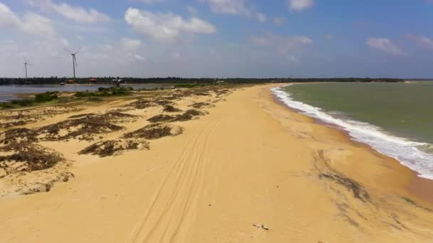 Aerial Drone Beautiful Sea Landscape Beach Turquoise Water Kalpitiya Sri — 비디오