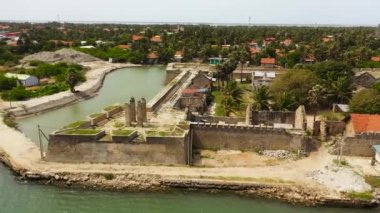 Aerial view of ancient Portuguese fort on the island of Mannar, Sri Lanka.