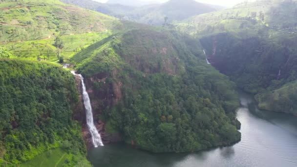 Waterfalls Moray Gartmore Falling Lake Tea Plantations Maskeliya Sri Lanka — Αρχείο Βίντεο