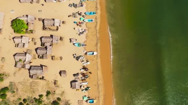 Wooden Houses Fishing Village Ocean Coastline Sri Lanka — Video Stock