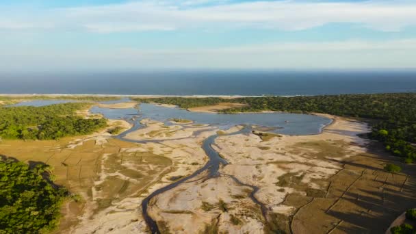 Aerial View Rivers Lakes National Park Background Blue Sky Ocean — Stockvideo