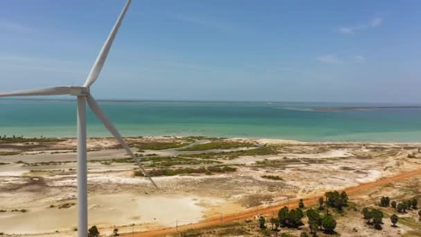 Aerial View Wind Turbines Producing Clean Sustainable Energy Clean Energy — Stock videók