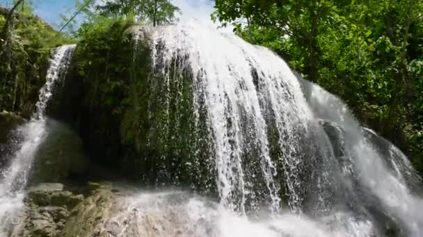 Waterfall Rainforest Tropical Lusno Falls Slow Motion Cebu Philippines — Stockvideo