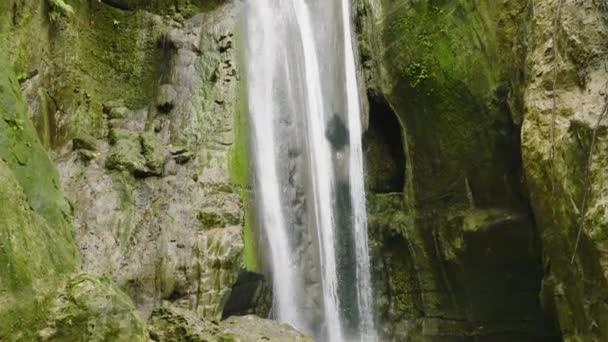 Waterfall Tropical Mountain Jungle Slow Motion Binalayan Falls Cebu Philippines — Stockvideo