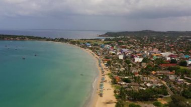 Top view of city of Trincomalee with hotels on the beach. A famous tourist destination in Sri Lanka.