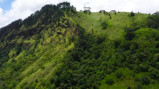 スリランカの森に覆われた山の峰と山の風景の空中ドローン — ストック動画