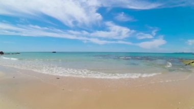 Beautiful sandy beach on a tropical island. Borneo, Malaysia. Tindakon Dazang Beach.