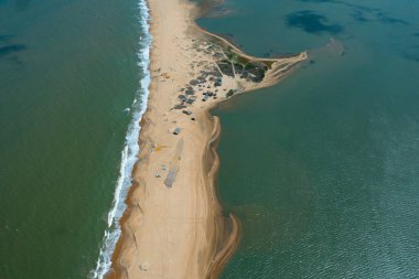 Tropical landscape with beautiful sandy beach and blue sea. Kalpitiya, Sri Lanka.