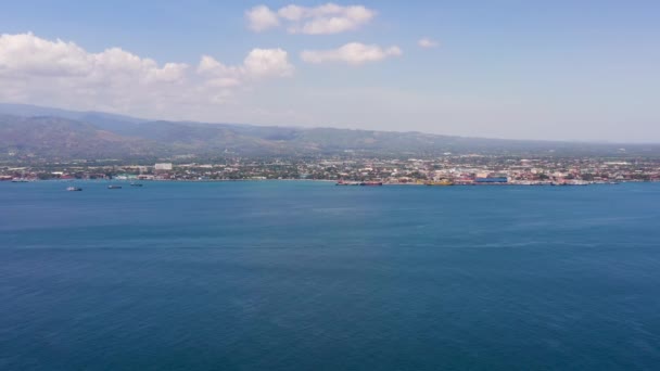 Vista Aérea Cidade Zamboanga Com Seu Porto Navios Centro Comercial — Vídeo de Stock