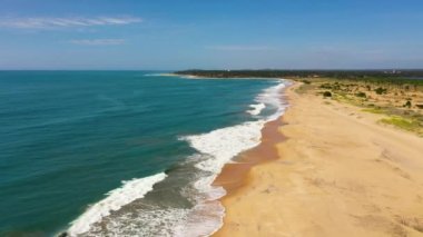 Aerial drone of Beautiful sea landscape beach with turquoise water. Whiskey point, Sri Lanka.