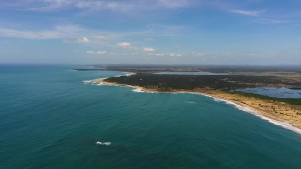 Aerial View Coastline Sri Lanka Beach River Agricultural Land — стоковое видео