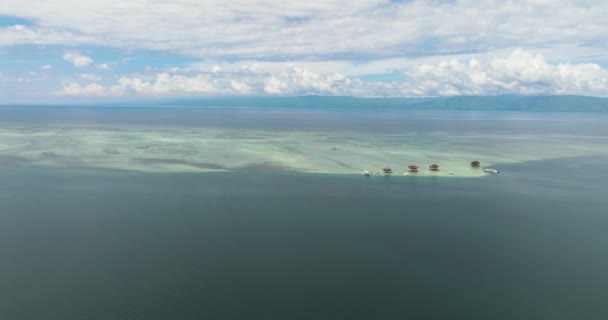 Aerial View Manjuyod Sandbar Sea Atoll Negros Philippines — Αρχείο Βίντεο
