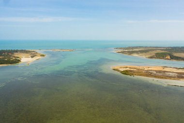 Tropical islands of the ocean against the blue sky. Jaffna, Sri Lanka.