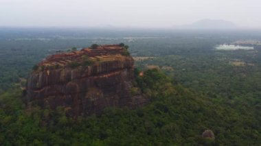 Aerial view of Sigiriya ancient rock fortress and Pidurangala rock located in the northern Matale District near the town of Dambulla in the Central Province, Sri Lanka.