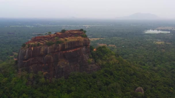 Aerial View Sigiriya Ancient Rock Fortress Pidurangala Rock Located Northern — Stok video