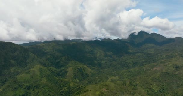 Aerial Drone Mountain Range Mountain Slopes Rainforest Philippines Negros Island — 图库视频影像