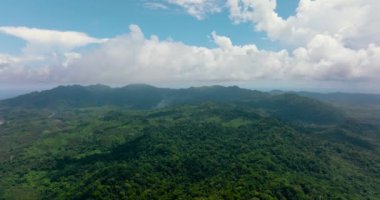 Aerial view of Tropical mountain range and mountain slopes with rainforest. Balabac, Palawan. Philippines.