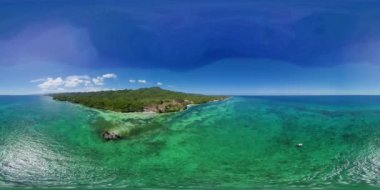 Coast with Sandy beach and turquoise water. Bohol, Anda, Philippines. Summer and travel vacation concept. 360 panorama VR.