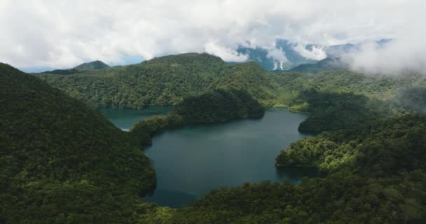 Horní Pohled Horské Jezero Obklopené Zeleným Lesem Přírodní Park Balinsasayao — Stock video