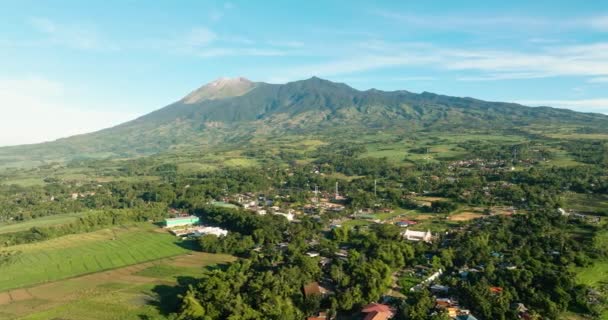 Aerial Drone Farmland Rice Terraces Slopes Canlaon Volcano Negros Philippines — Stock video