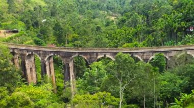 Aerial view of Ella nine arch bridge sri lanka most famous tourist attraction.