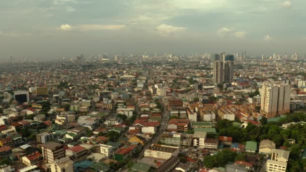 Ludne Miasto Manila Stolica Filipin Drapaczami Chmur Ulicami Budynkami Koncepcja — Wideo stockowe