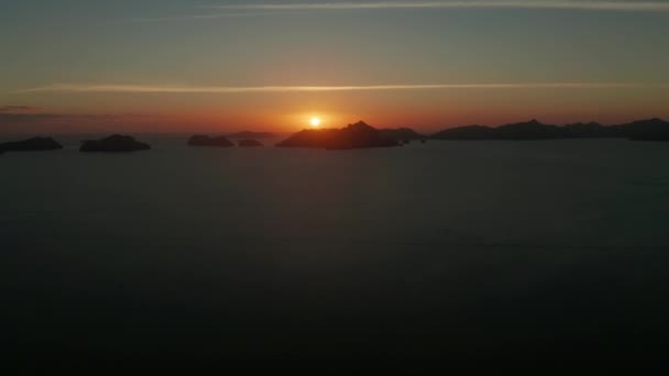 Zachód Słońca Nad Morzem Tło Gór Nido Filipiny Palawan Krajobraz — Wideo stockowe