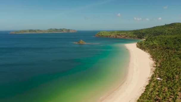 Vista Aérea Ilha Tropical Com Praia Areia Nacpan Nido Palawan — Vídeo de Stock