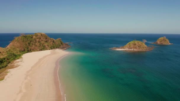 Вид Повітря Тропічний Острів Піщаним Пляжем Nacpan Nido Palawan Philippine — стокове відео