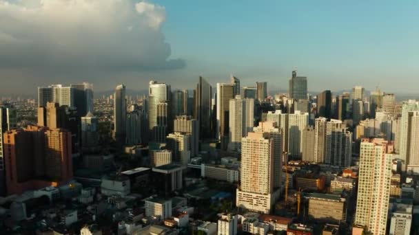 Cidade Populosa Manila Capital Das Filipinas Com Arranha Céus Ruas — Vídeo de Stock