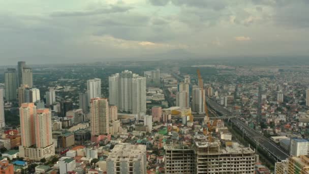 Manila Stad Den Största Metropolen Asien Med Skyskrapor Och Moderna — Stockvideo