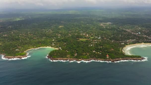 Top View Beach Bay Place Surfing Hiriketiya Beach Sri Lanka — Stockvideo