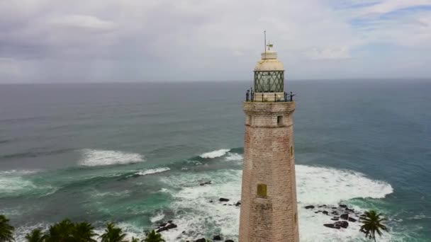 Aerial View Lighthouse Beautiful Landscape Sri Lanka Dondra Lighthouse — Stockvideo