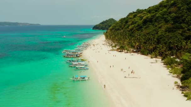 Tropical White Sand Beach Blue Lagoon Corall Reef Boracay Philippines — Stock Video