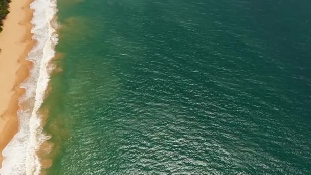 Αεροφωτογραφία Του Τροπικού Τοπίου Μια Όμορφη Παραλία Στα Καταγάλανα Νερά — Αρχείο Βίντεο
