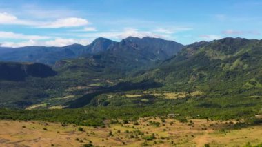 Aerial view of tropical landscape with mountains and jungle. Riverston, Sri Lanka.