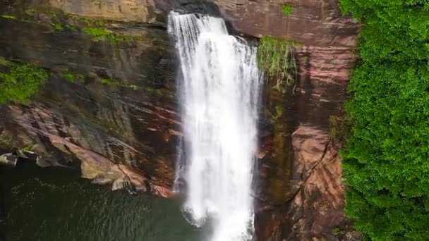 Vodopád Deštném Pralese Džungle Tropické Thaliya Wetuna Ella Falls Horské — Stock video