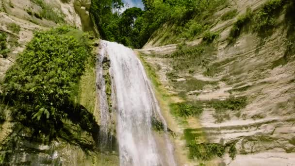 Чудовий Водоспад Між Джунглями Рослинністю Повільному Русі Дао Фоллс Себу — стокове відео