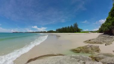 Beautiful sandy beach. Borneo, Malaysia. Kalampunian Beach.