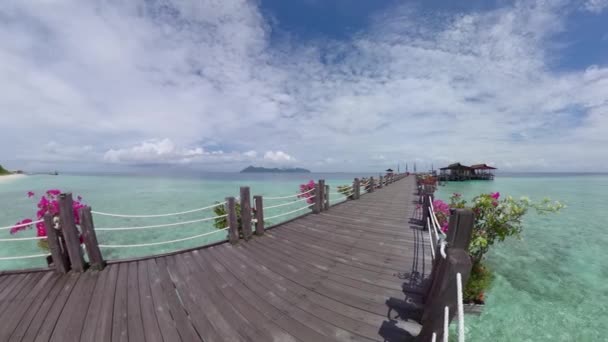 Trópusi Táj Gyönyörű Stranddal Malajzia Pompom Sziget — Stock videók