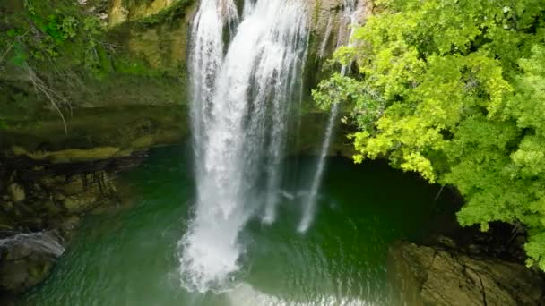 Top View Waterfall Green Forest Ben Ben Falls Slow Motion — Vídeos de Stock
