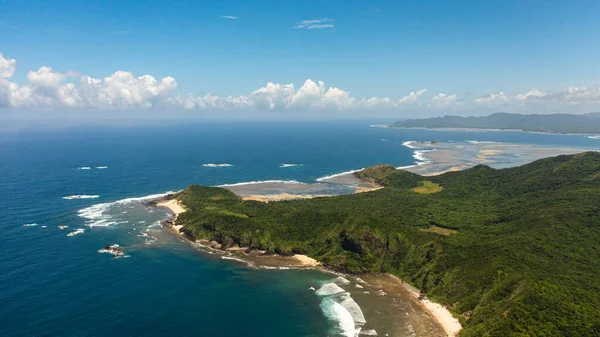 Top View Tropical Island Jungle Blue Sea Cape Engano Palaui — Stock Photo, Image