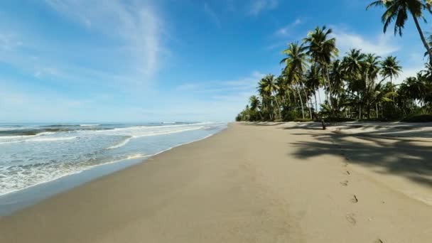 Широкий Песчаный Пляж Океанским Серфингом Волнами Суматра Индонезия — стоковое видео