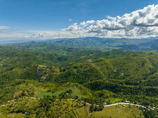 Luftfoto Landbrugsjord Skråninger Bakker Den Bjergrige Region Negros Filippinerne - Stock-foto