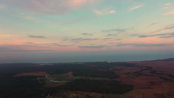 Flygfoto Över Sunset Över Landsbygden Sri Lanka — Stockvideo