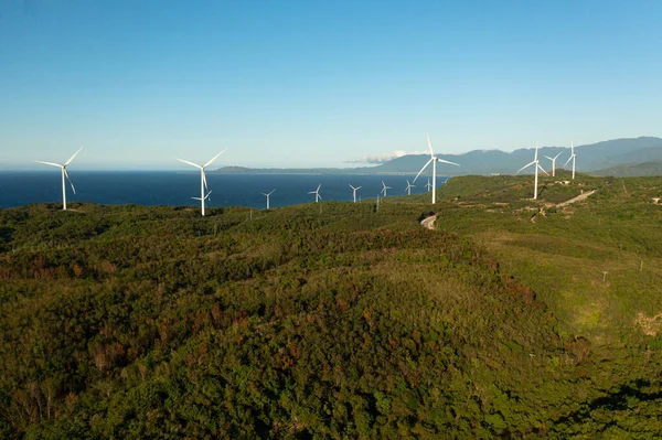 stock image Group of windmills for renewable electric energy production. Wind Power Station. Philippines.