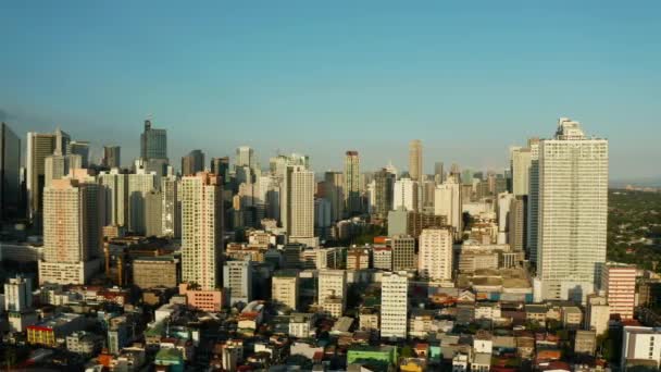 Widok Lotu Ptaka Panorama Miasta Manila Drapacze Chmur Centra Biznesowe — Wideo stockowe