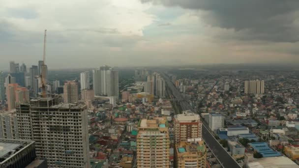 Rascacielos Centros Negocios Una Gran Ciudad Manila Vista Superior Metrópolis — Vídeo de stock